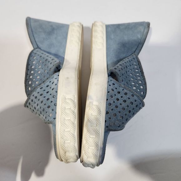 Casadei wedge slip on suede sandals  blue white size 8 - Picture 9 of 11